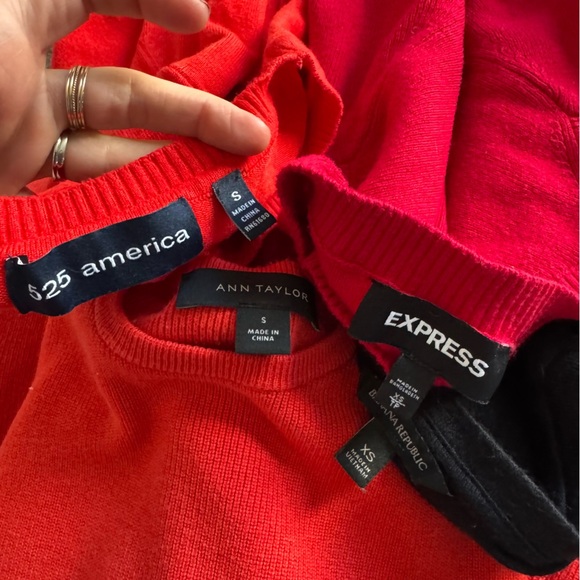 Lightweight sweater bundle long sleeve tops black red XS small - Picture 3 of 9